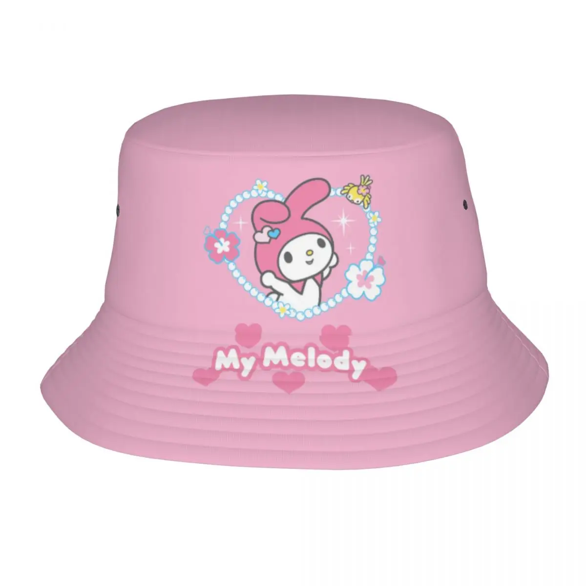 Girls Cute Sanrio My Melody Bucket Hats Outfits Bob Hats For Travel Headwear Lightweight