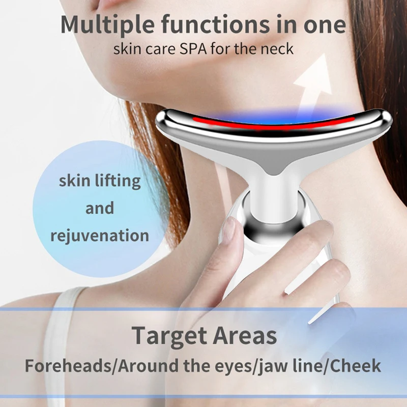 LED Photon Therapy เครื่องนวดคอ EMS กระชับผิวหน้า Microcurrent Rejuvenation อุปกรณ์การสั่นสะเทือนความงามคออุปกรณ์ความงาม