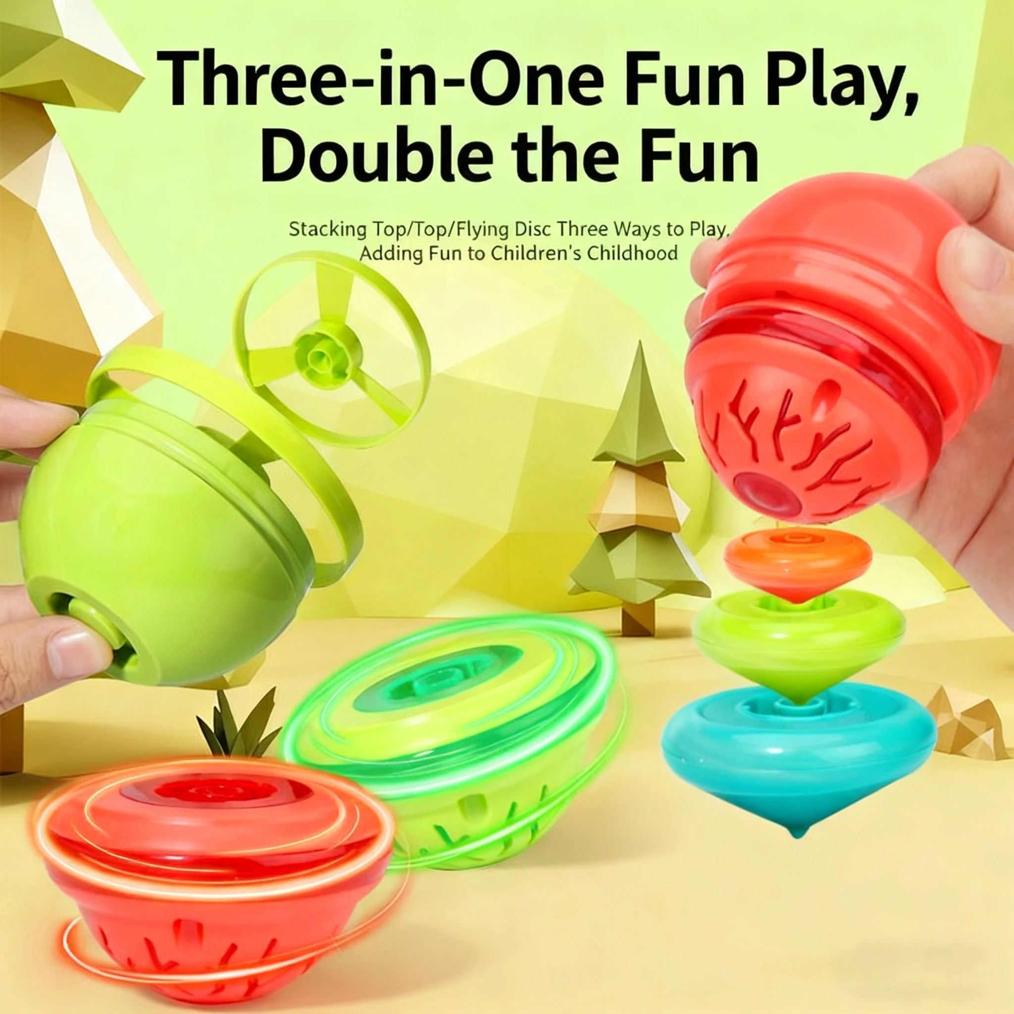 3 in 1 Flying Saucer Disc Launcher Kids Flying Toys UFO Throw Catch Outdoor Sport Propeller Spin Gyro Children Toys Gift for Kid