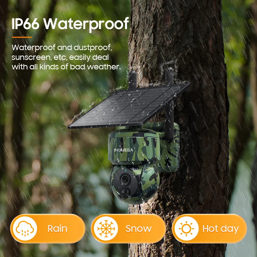 INQMEGA 3 MP HD-Nachtsichtkamera für den Außenbereich, GPS-Kamera, 4G SIM, Solar-Überwachungskamera mit geringem Stromverbrauch, 360 °   Jagd-Überwachungskamera