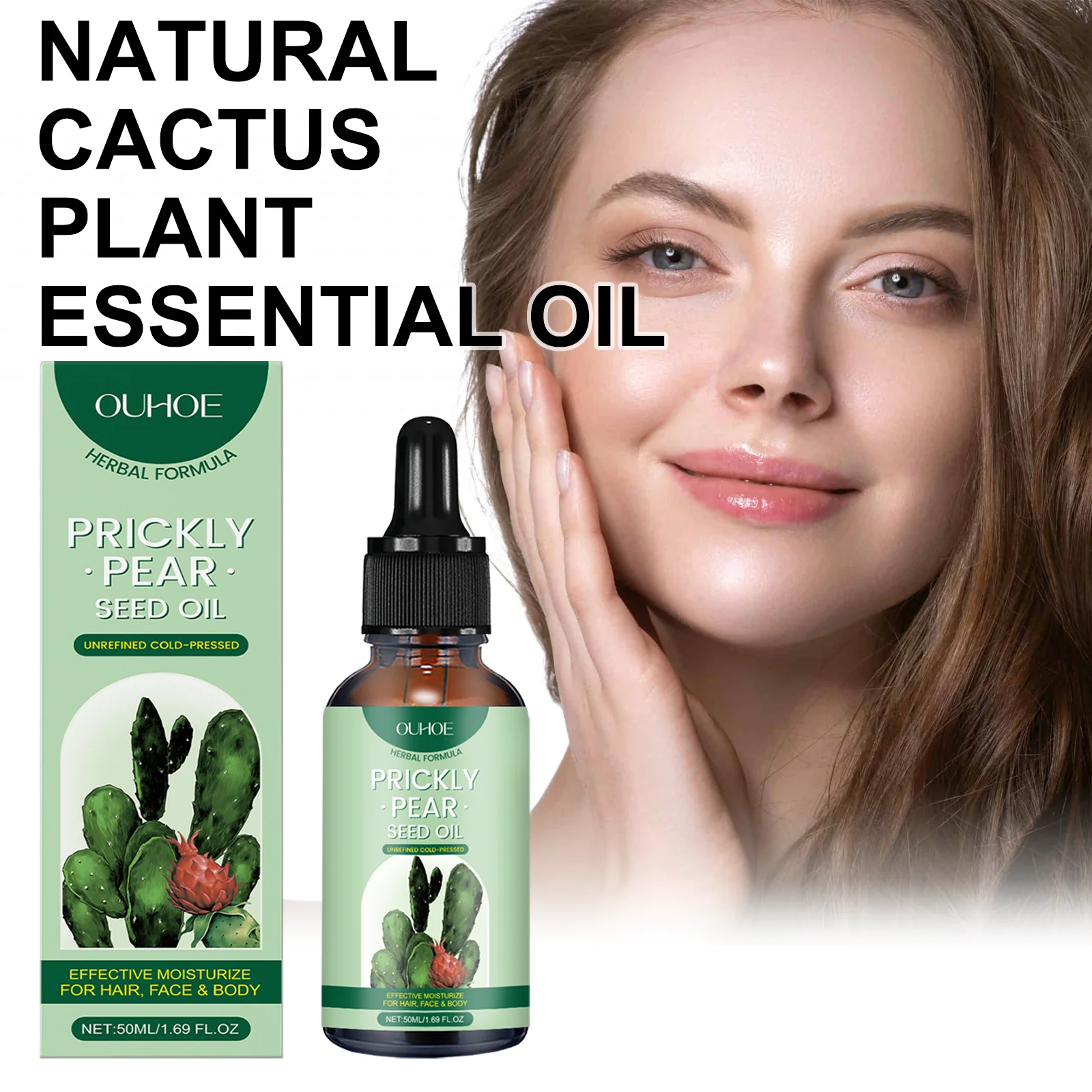 2 in 1 Cactus Seed Oil Face Body Hair Natural Plant Based Moisturizing Massage Argan Almond Anti Pollution Nourishing Treatment