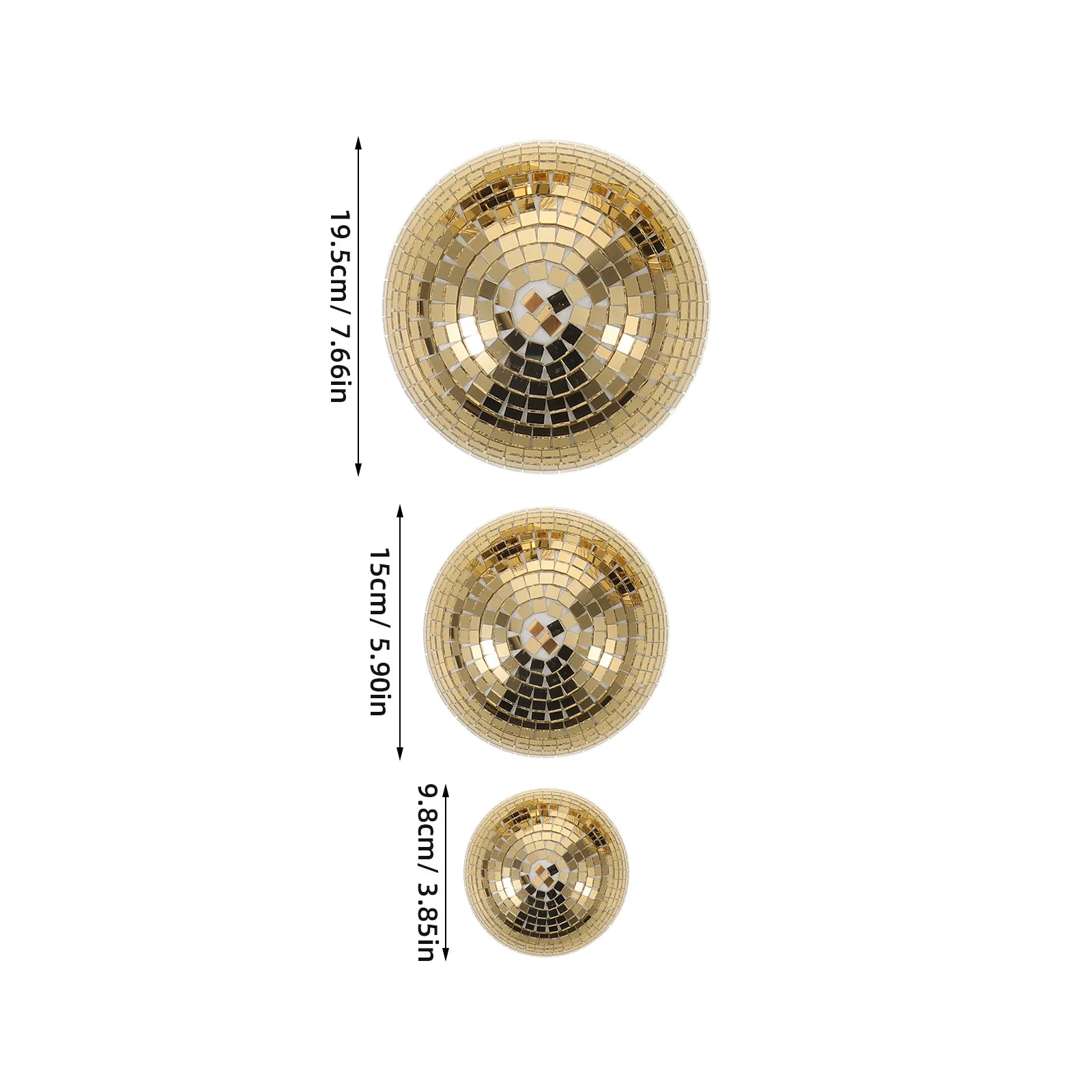 3Pcs Mirror Disco Ball Glass Reflective Globe Half Hemisphere Adhesive 7.68 5.91 3.86 Inch Sparkling Party Decor 70S Wedding