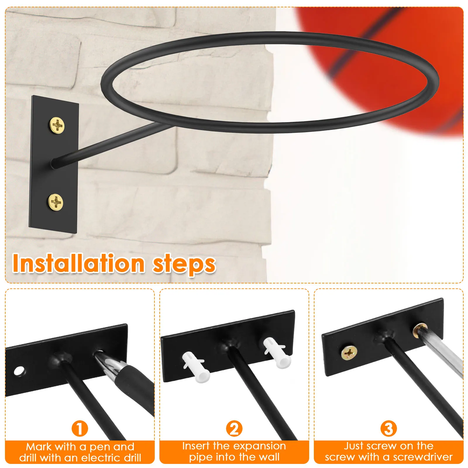 6Pcs Football Display Shelf Ball Holder Wall Mounted Basketball Storage Rack Living Room Decor Ball Rack Wall Storage Rack Stand view 5