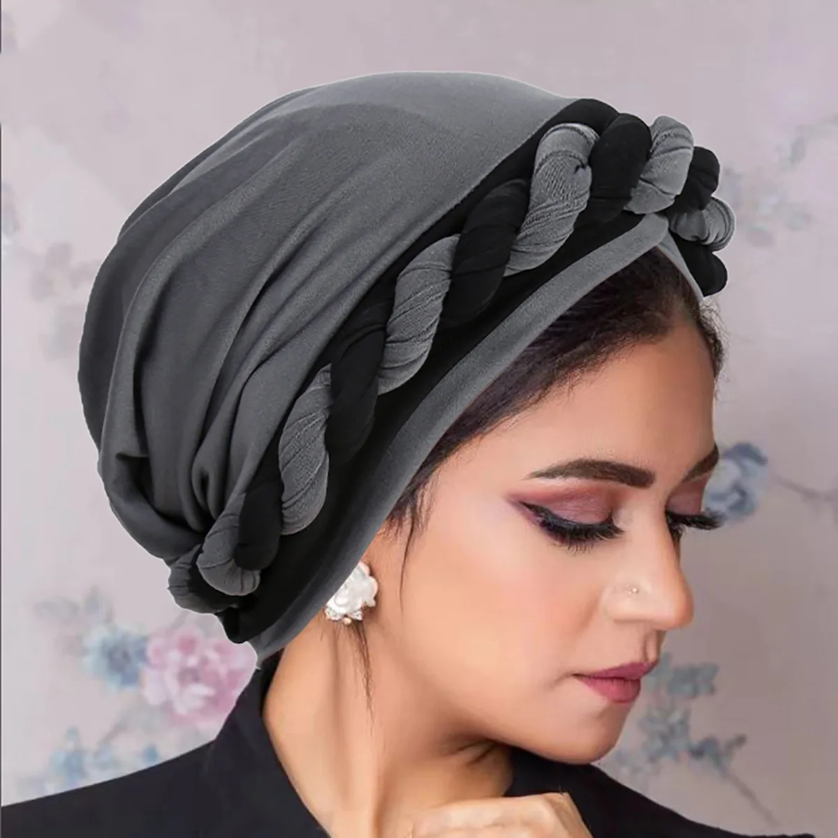 Afrikanische Frauen Turban Hijab Caps Farbe Blockiert Twist Braid Headwrap Chemo Krebs Bandana Kopftuch Haar Abdeckung Wrap