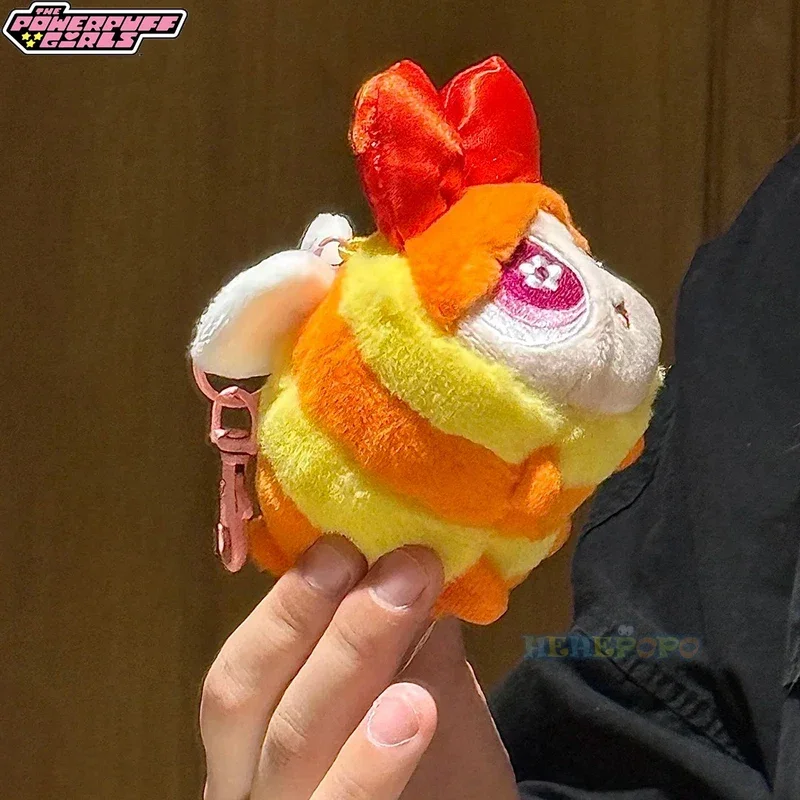 8cm Bee Blossom Bubbles Buttercup The Powerpuff Girl Cute Cartoon Plush Doll Keychain Kawaii Toy Backpack Pendant Lovely Gift
