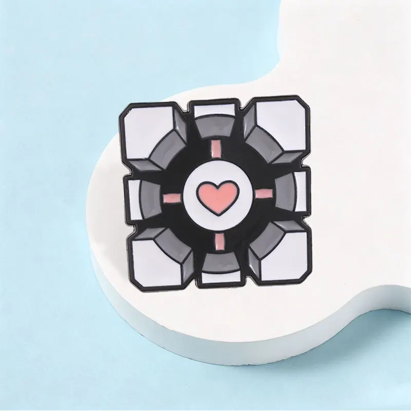 Weighted Companion Cube Game Badge Cute Black Cat Anatomical Heart Anime Turbo Granny Cat Cartoon Enamel Pins Jewelry Gifts ﻿ 3