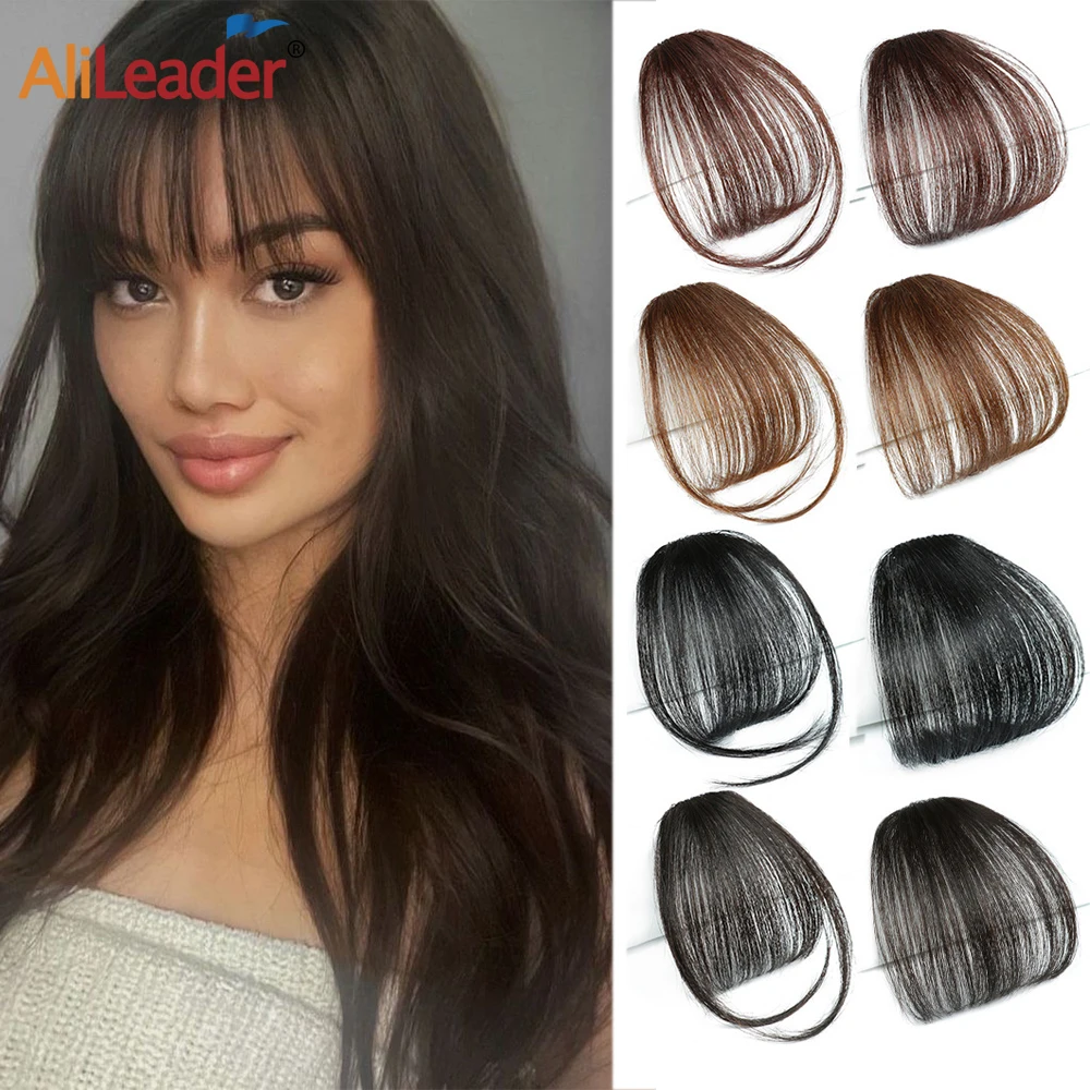 

Synthetic Air Bangs Clip In Hair Extension Hair Air Bang Hairpieces Neat Front False Fringe Thin Fake Hair Bangs For Women Girls