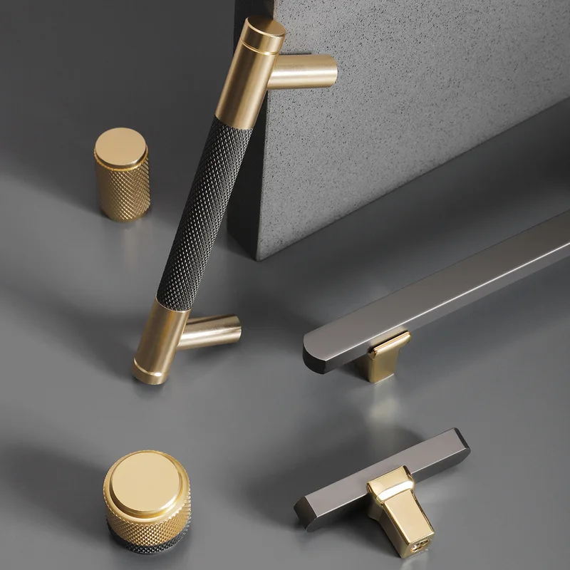Guangluo Nordic-style Cabinet Door Handles In Gold/grey Aluminum Alloy Pulls For Kitchen Cupboards Wardrobes Drawers Furniture H