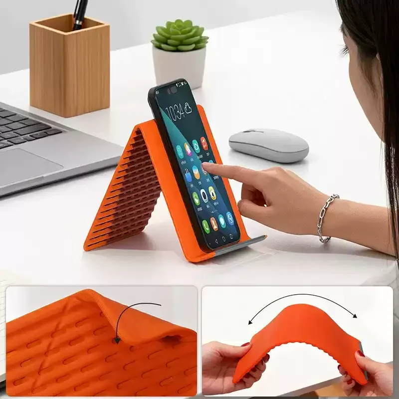 Foldable Silicone Lazy Phone Stand Portable Desktop Holder Universal For Phone Tablet Laptop