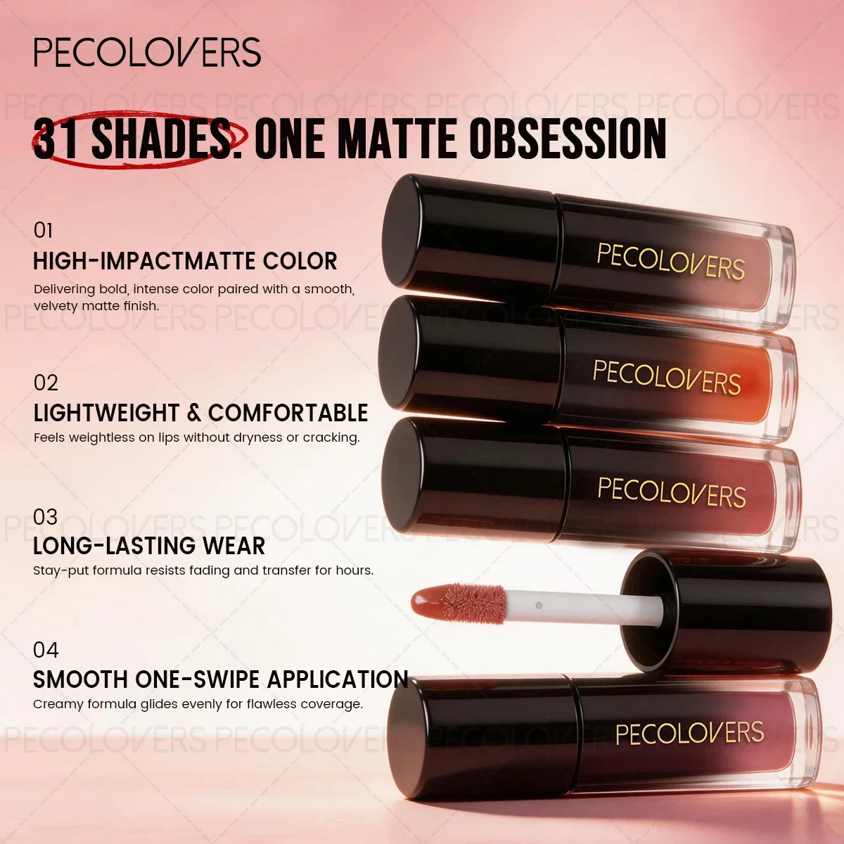 1PC Long-lasting Lipstick, Moisturizing, Creamy Texture, Ideal for Autumn and Winter, Crafting Delicate Makeup Looks