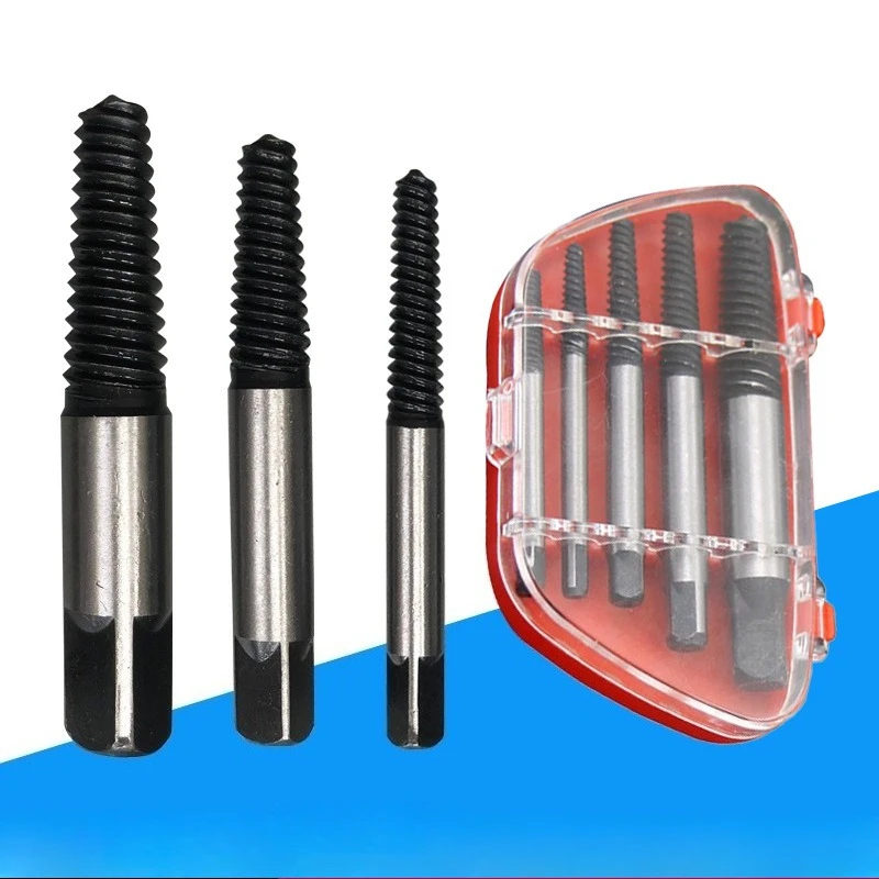 5/6pcs Screw Extractor Metal Drill Bit Set Damaged Screws Remover Extractor Woodworking Tools Broken Bolt Water Pipe Extractor