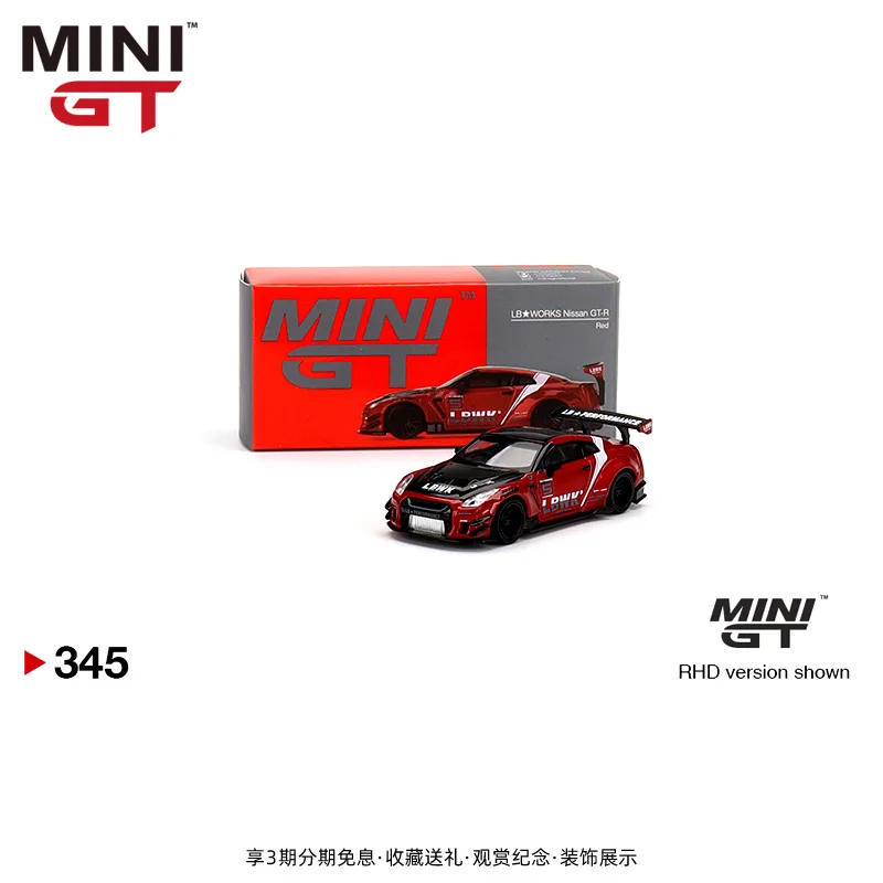 MINI GT 1:64 LBWORKS NISSAN GT-R R3552.0 #345 Die-cast alloy car model  toys gift ornaments