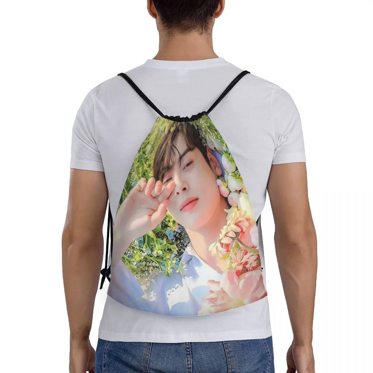 

Cha EunWoo Kpop Astro Backpacks Casual Drawstring Bags Sundries Bag Book Bags for Man Woman Students