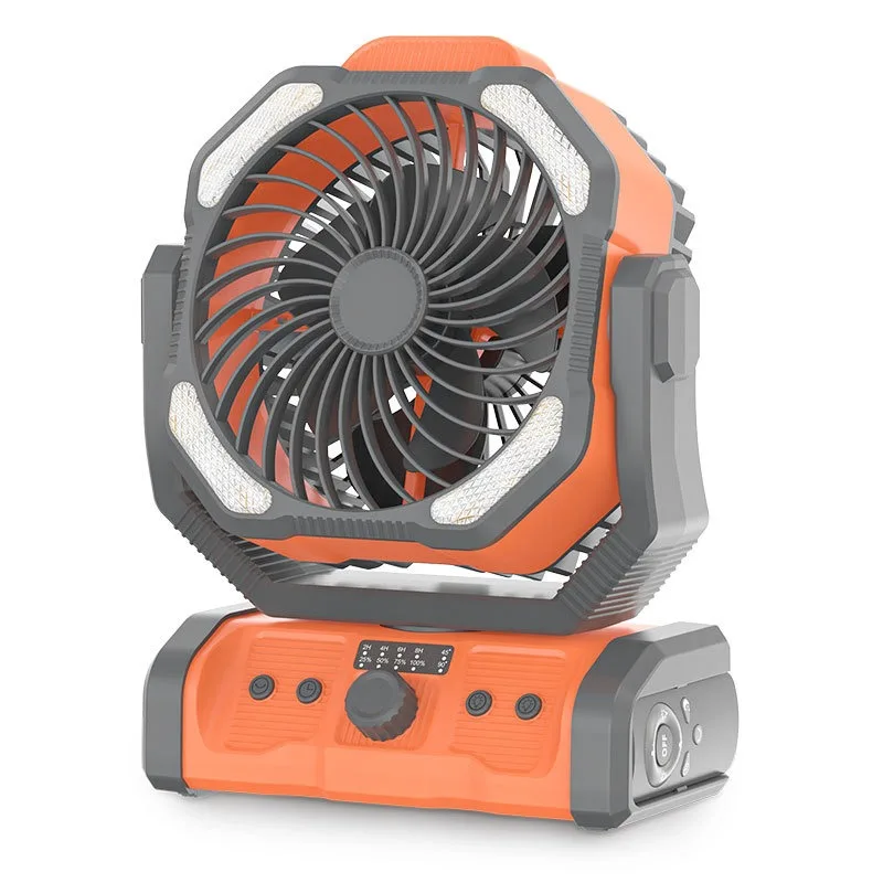 Outdoor Fan Portable Large Capacity Electrodeless Speed Control Charging Camping Fan Fishing Camping Tent Lighting