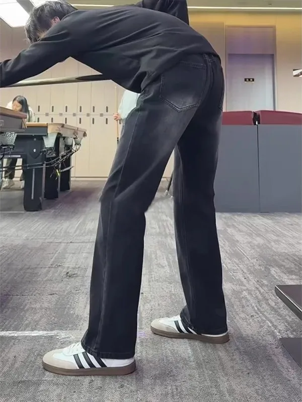 

Мужские джинсы Cleanfit с флисовой подкладкой, расклешенные, утепленные, в американском уличном стиле, прямые брюки для осени и зимы