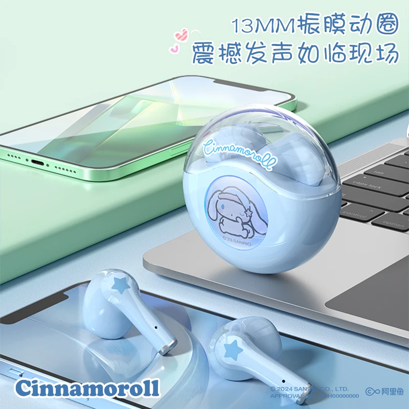 Sanrio Cinnamoroll Bluetooth headset Sports earphones Hello Kitty Kuromi Game noise cancelling headphones Suitable for iphoneipa