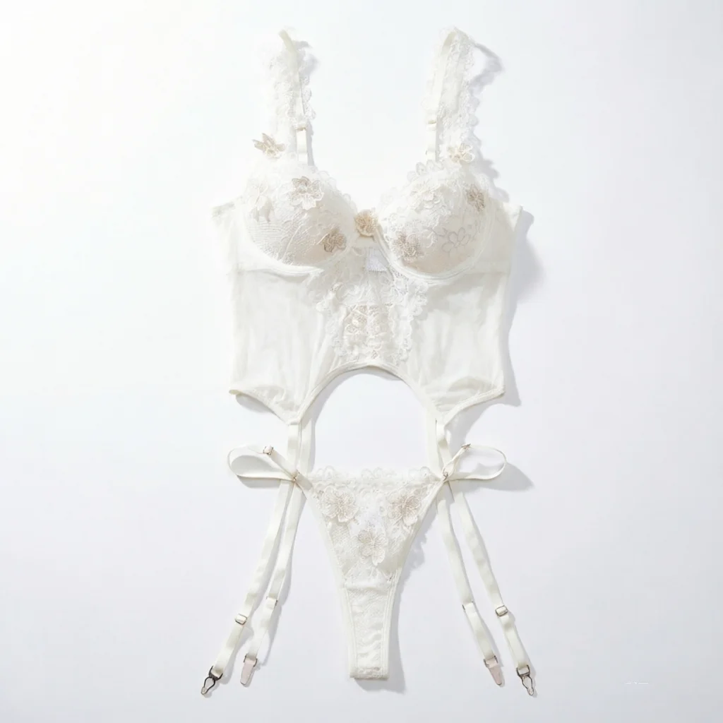 

2 Pieces Women Lingerie Set Sexy Floral Embroidery Underwear Transparent Mesh Bra Set Lingeries Femme Ultra Hot Intimate Outfit
