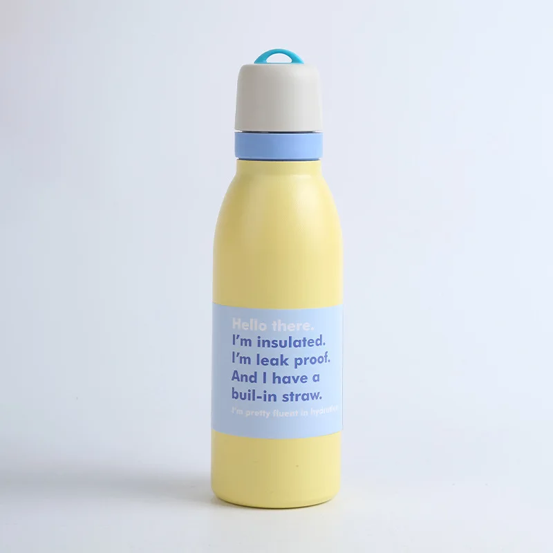 

DiningDrinkware Vacuum Flasks 304 stainless steel portable thermos cup macaron high-looking portable sports water cup with straw