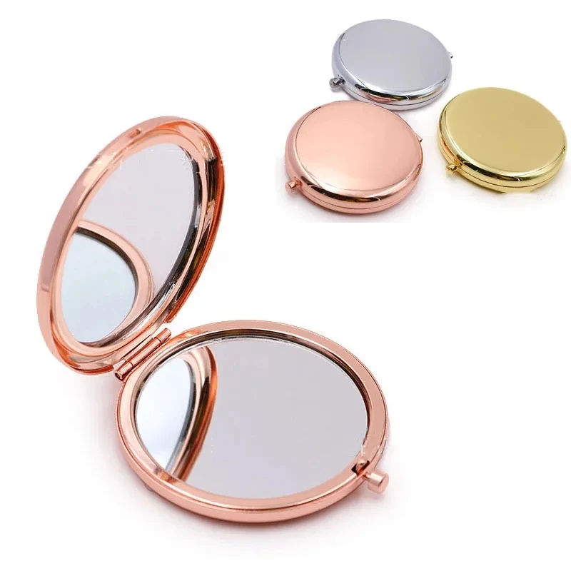 65mm Double-sided Compact Mirror Flat Folding Portable Metal Makeup Mirrors Creative Gifts