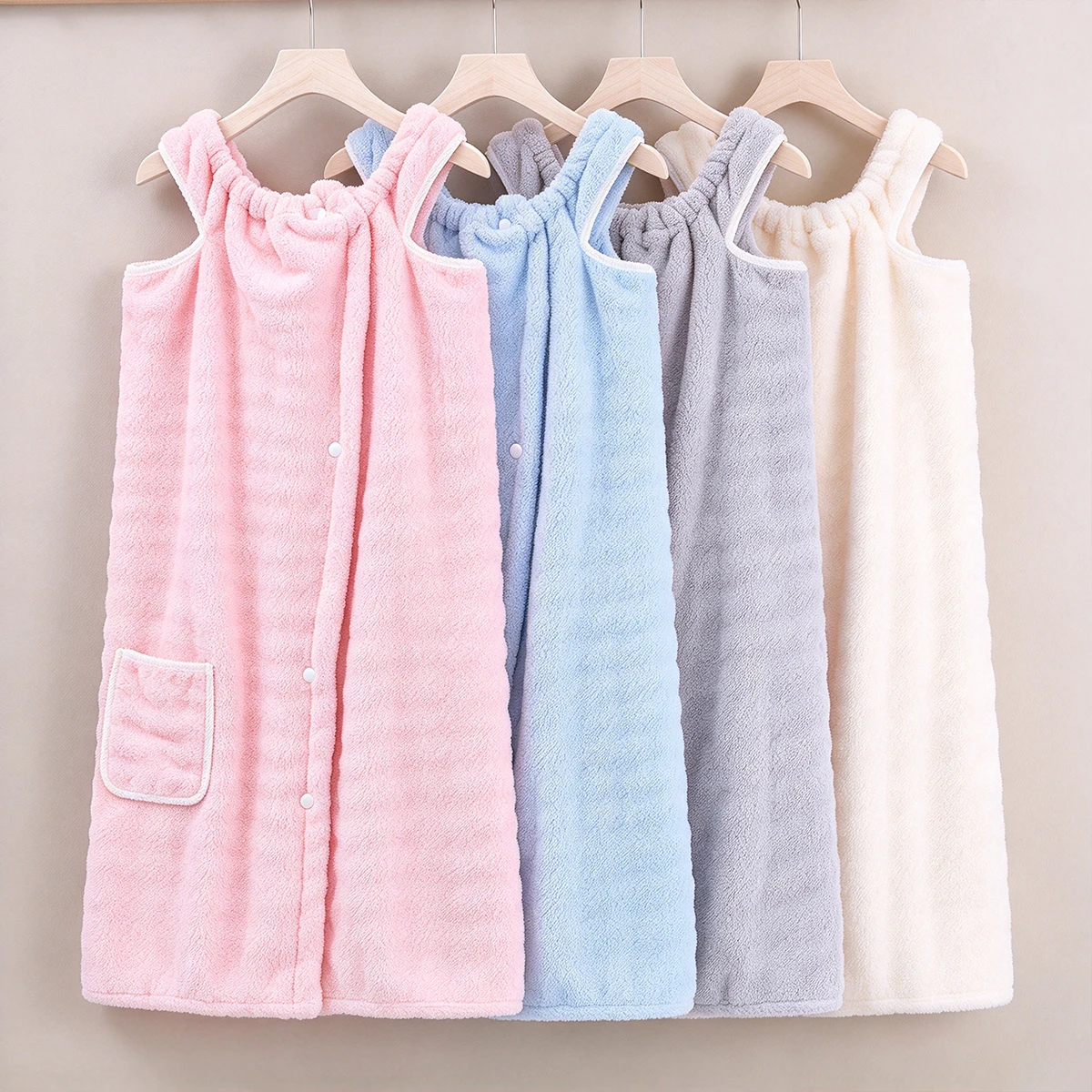 Women's Coral Fleece Bath Wrap Skirt Absorbent Quick-Dry Non-Shedding Home Wrap Bath Dress One Size Fits 40-85kg