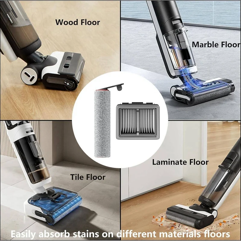 M14K-Replacement Vacuum Filters Roller Brushes For Dreame H12 Pro Wet Dry Vacuum Cleaner, Efficient Replacement Filters