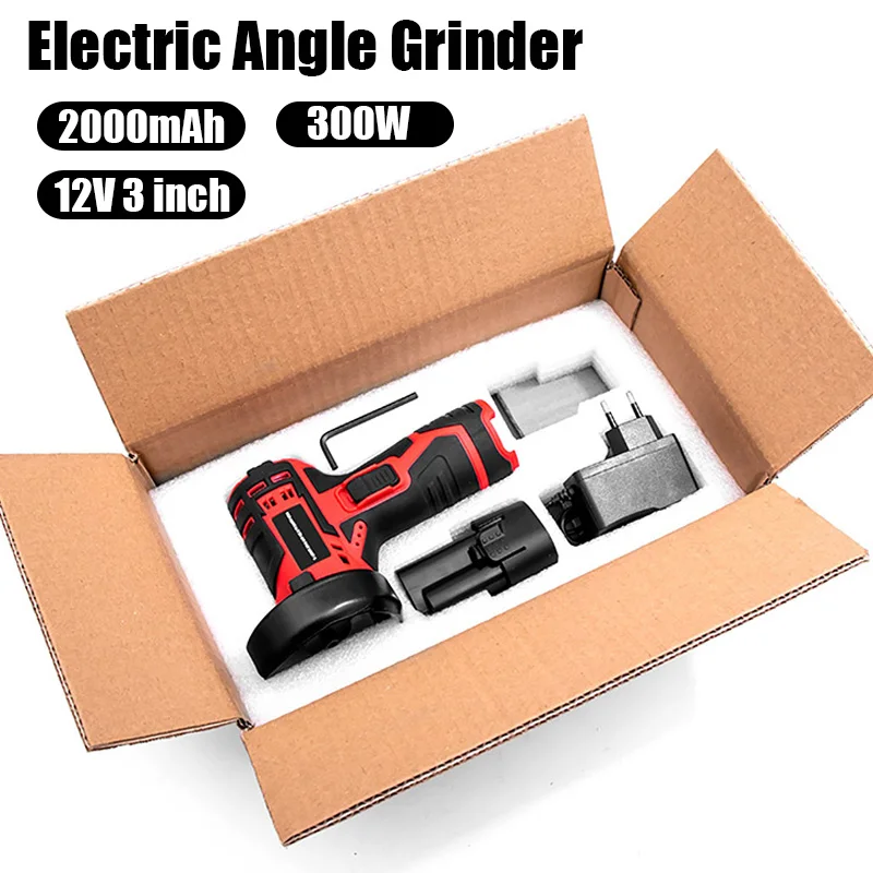 300w sem fio ângulo moedor polidor sem fio para makita 12v 2000mah bateria de metal 3 polegada corte polimento moedor ferramentas elétricas