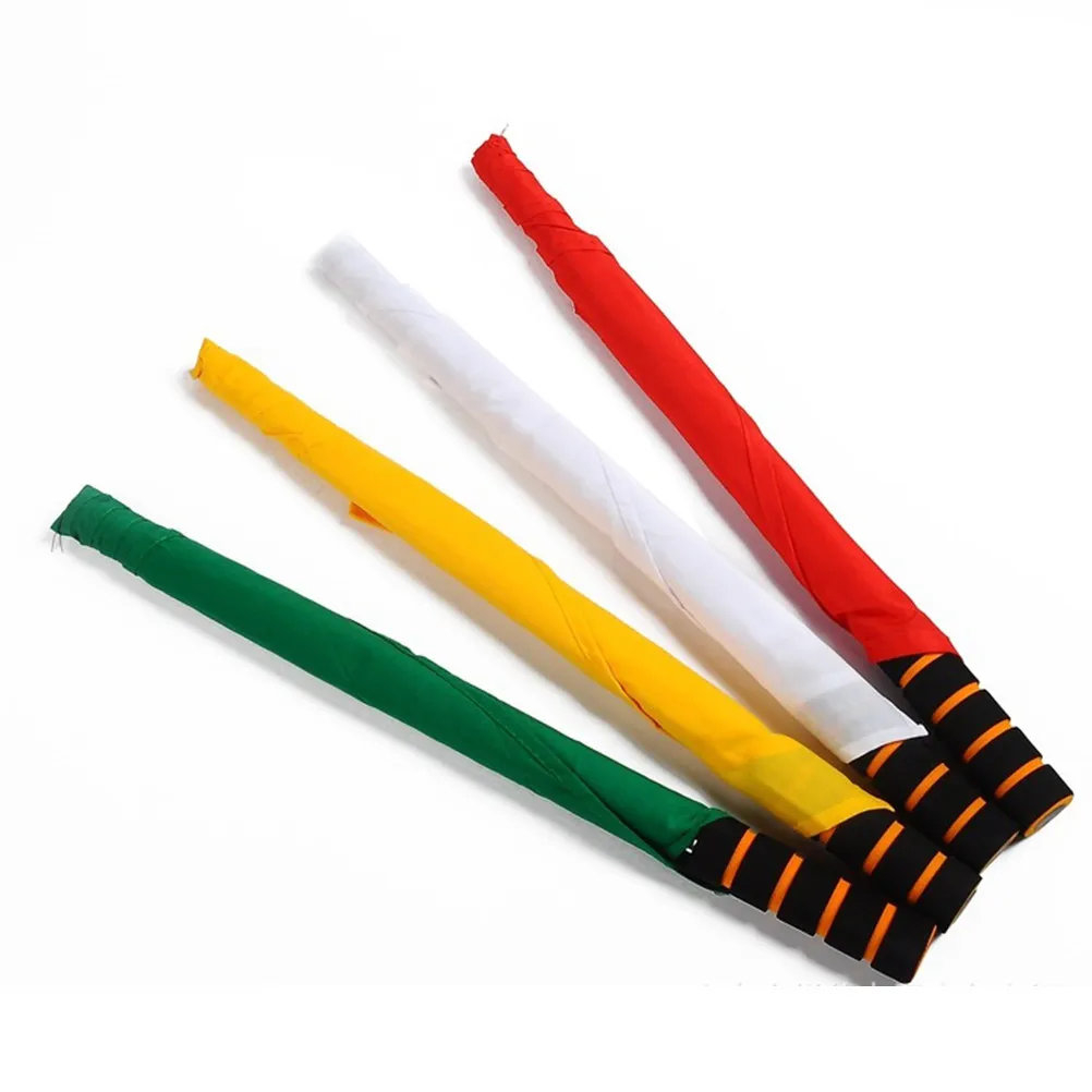 4Pcs Solid Color Referee Flags Waterproof Hand Signal Flags Comfortable Sponge Handle Stainless Steel Pole for Track Field