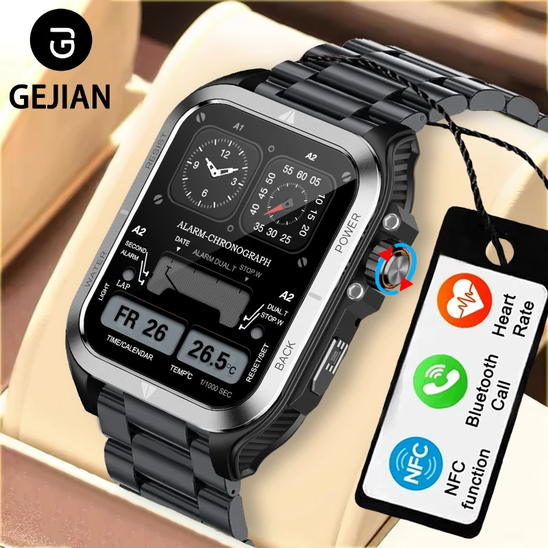 

GEJIAN Men's Smart Watch Supports Multiple Sports Modes Heart Rate Health Monitoring Function Voice Assistant Outdoor Watch