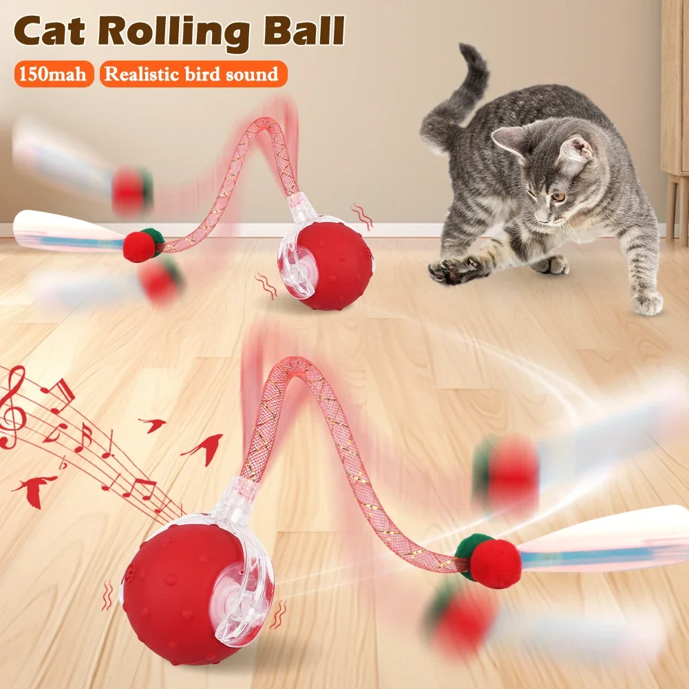Intelligent Interactive Cat Ball with Fake Tail Automatic Teasing Rechargeable Chew-resistant Cat Dog Interactive Play Prop