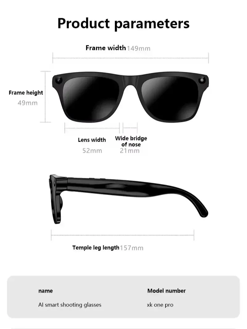 Nowe inteligentne okulary Lenovo z funkcją sztucznej inteligencji, kamera do nagrywania w jakości 8K, możliwość robienia zdjęć, prowadzenia rozmów głosowych, funkcja tłumaczenia za pomocą Bluetooth, okulary motocyklowe dla dorosłych. — zdjęcie produktu 6