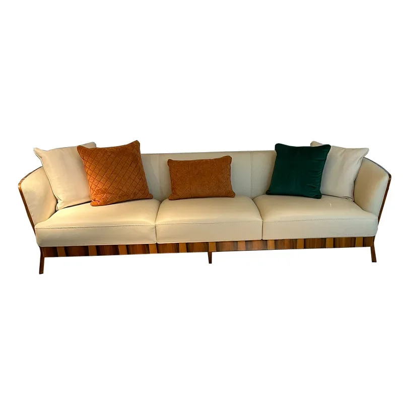 

Solid wood painted cowhide sofa