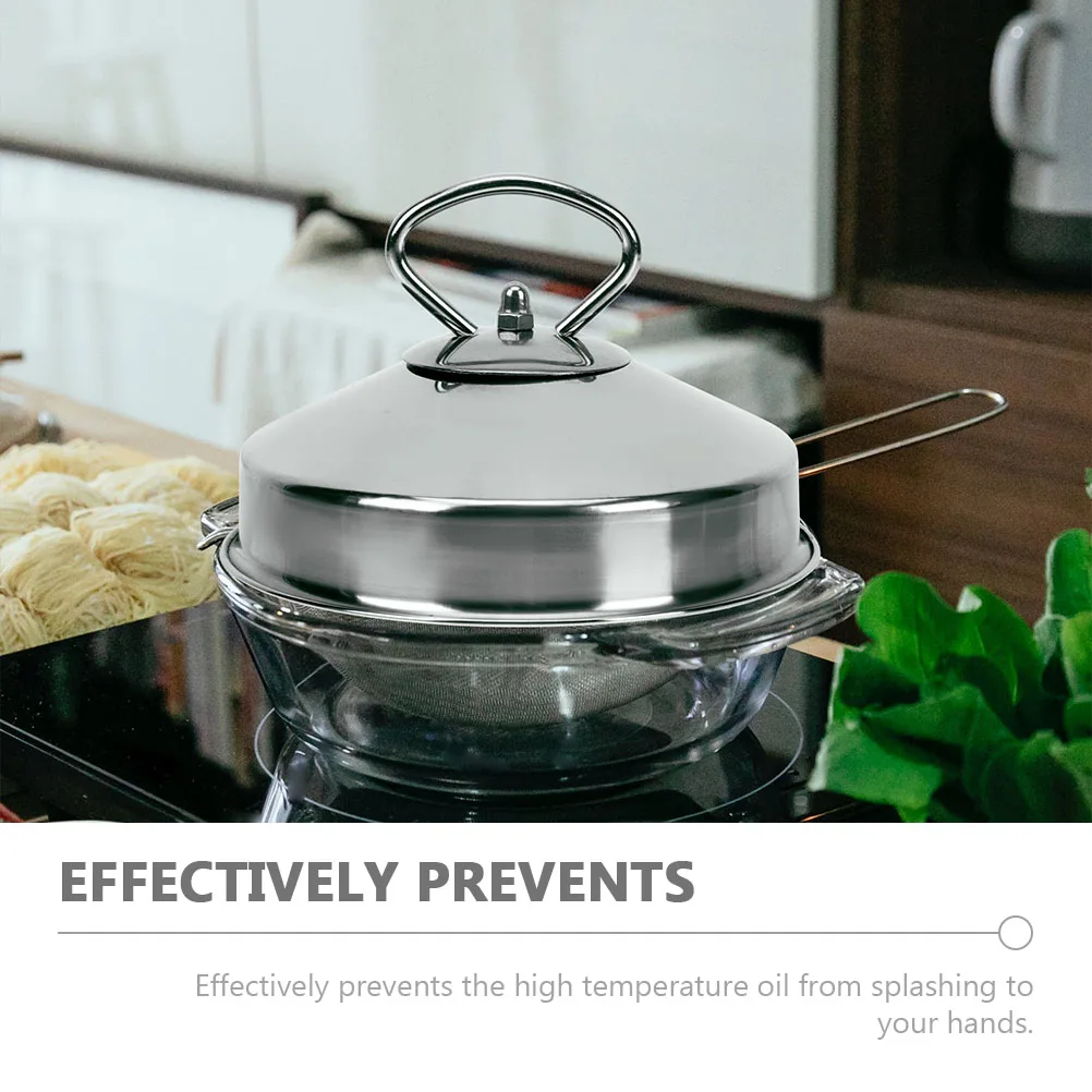 

Durable Stainless Steel Dome Steamer Lid Universal Pot Cover Kitchen Supply Splash Proof Protective Lid Pot Cover