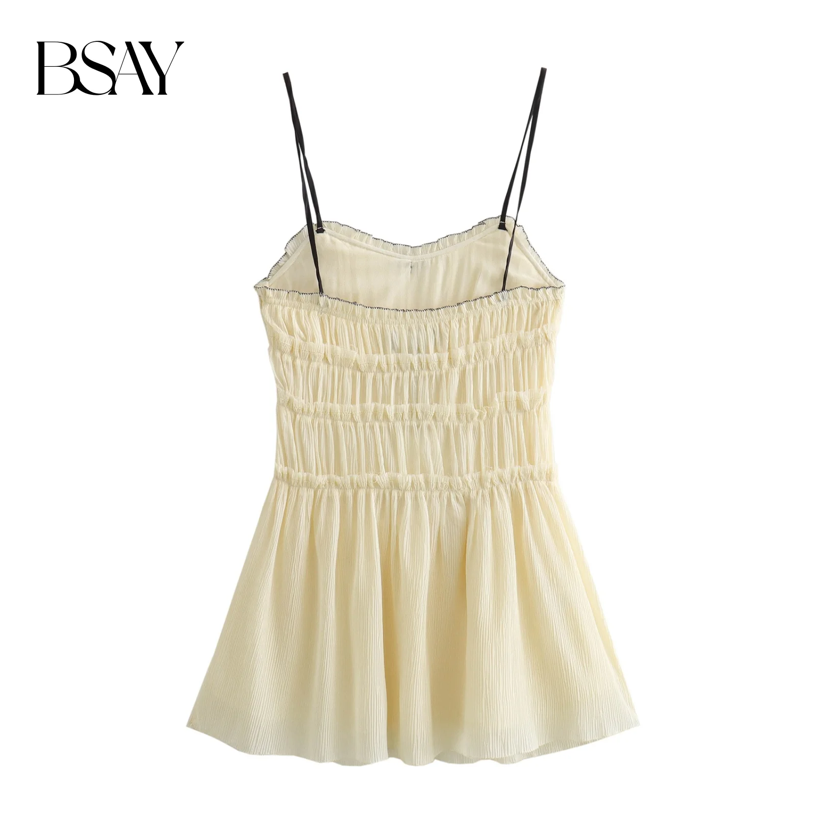 Bsay moda feminina verão em camadas emenda arco textura sem mangas sexy estilingue sem costas a linha mini vestido chique feminino noite