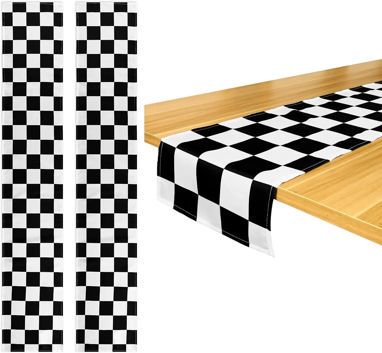 

Table Runner Black and White Tablecloths Checkerboard Racing ​Flag Polyester Table Cloths Checkered Flag Party Picnic Supplies
