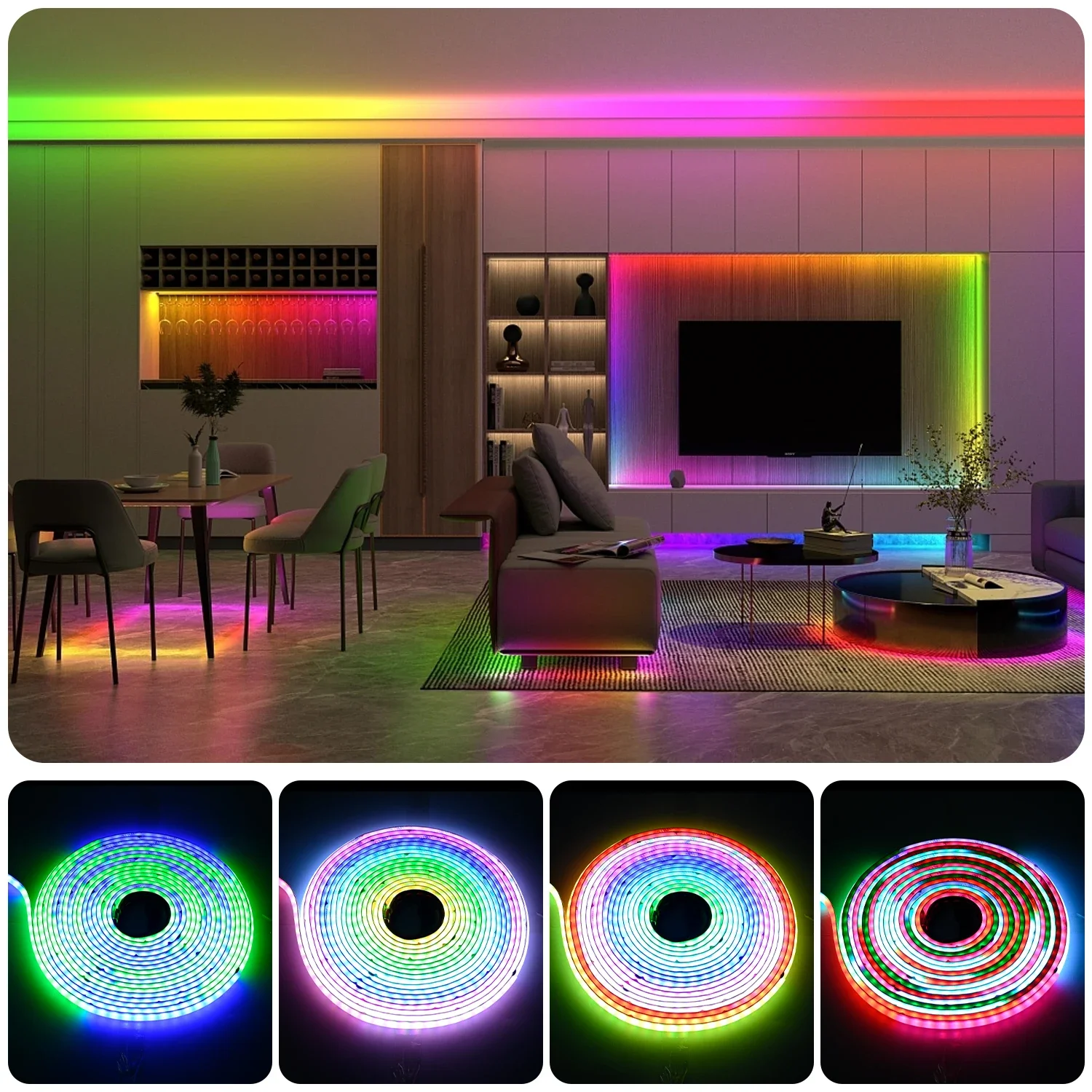 WS2811 Addressable COB LED Light Strip WS2812B 420Leds/m High Density Flexible Dream Color 10mm SPI RGB IC LED Lights Tape DC24V