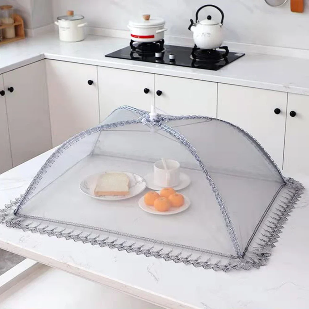 Portable Umbrella Style Food Cover Anti Mosquito Meal Cover Lace Table Cover Food Cover Kitchen Gadgets Cooking Tools 50x70cm