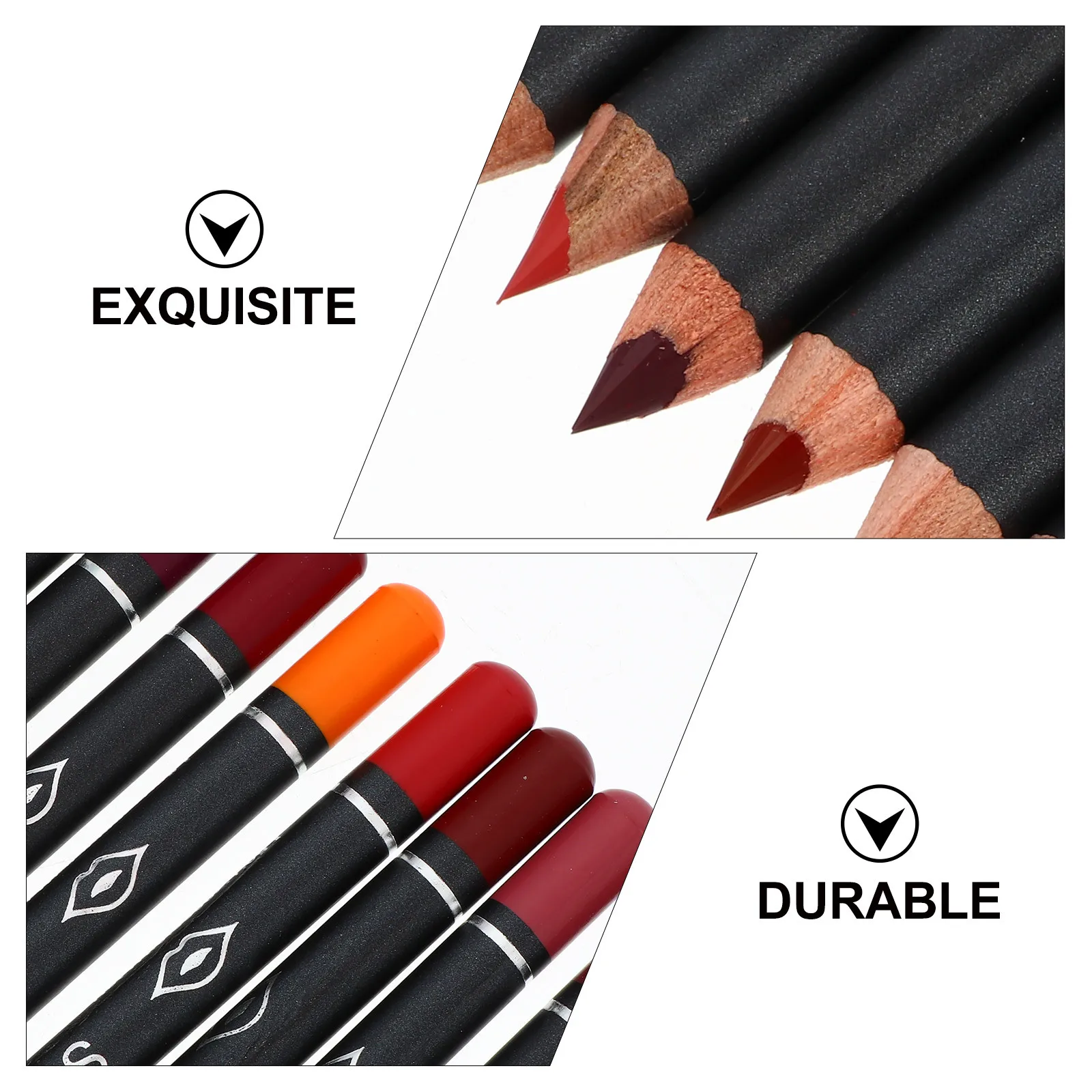 12 Uds delineador de labios lápiz impermeable de larga duración acabado mate delineador de labios para herramienta delineador de ojos de cejas
