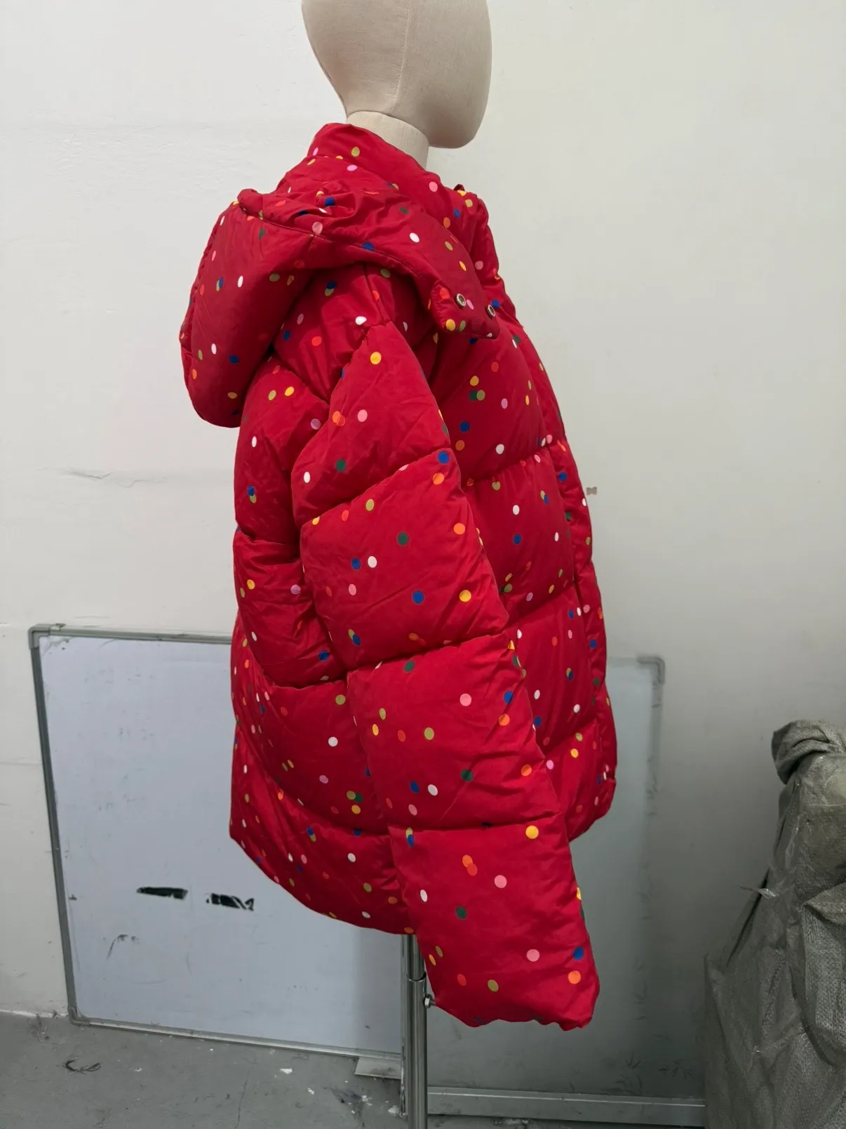 Women's Jacket Winter Oversized Coats Print Hooded Padded Jackets Female Stand Collar Long Sleeve Loose Puffy Coat Outerwear