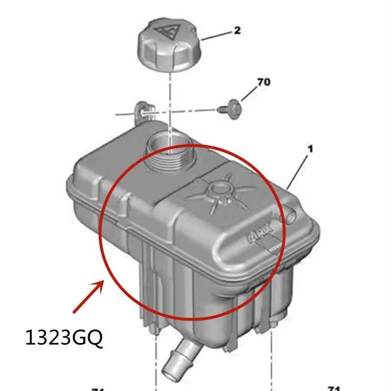 1323V1 1323GQ 푸조 508 407 시트로엥 C5 C6 엔진 가스 제거 탱크, 부동액 냄비, 확장 냄비 냉각수 주전자