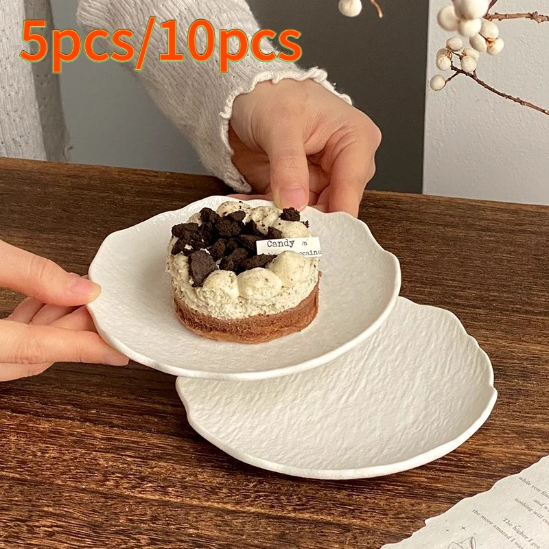 5/10pcs INS Style Irregular Rock Plastic Plate Multi-purpose Cake Dessert Serving Tray for Table Decor