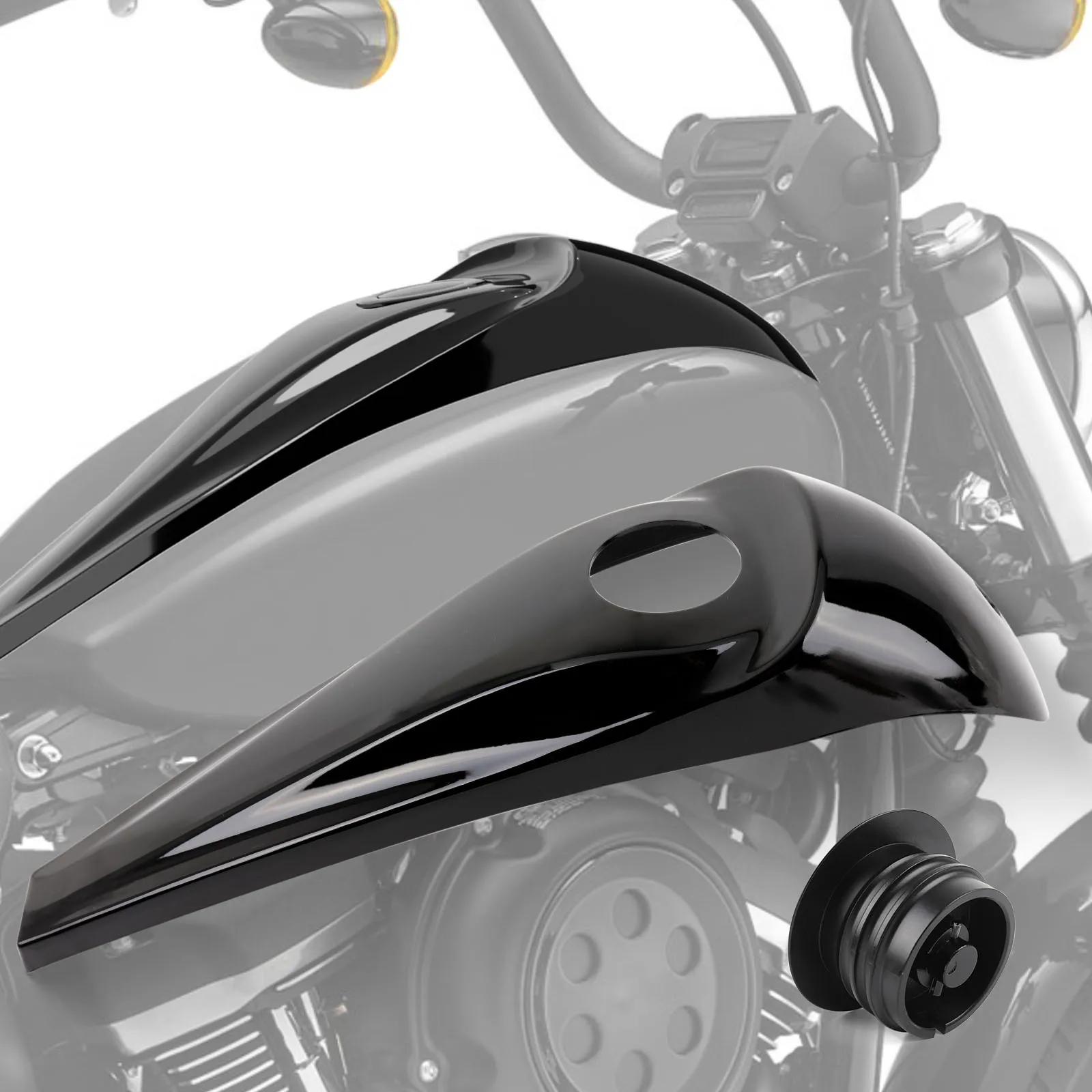 

Gloss Black Motorcycle Dash Fuel Console Cover Gas Tank Cap For 2008-2022 Harley Davidson Touring Street Glides