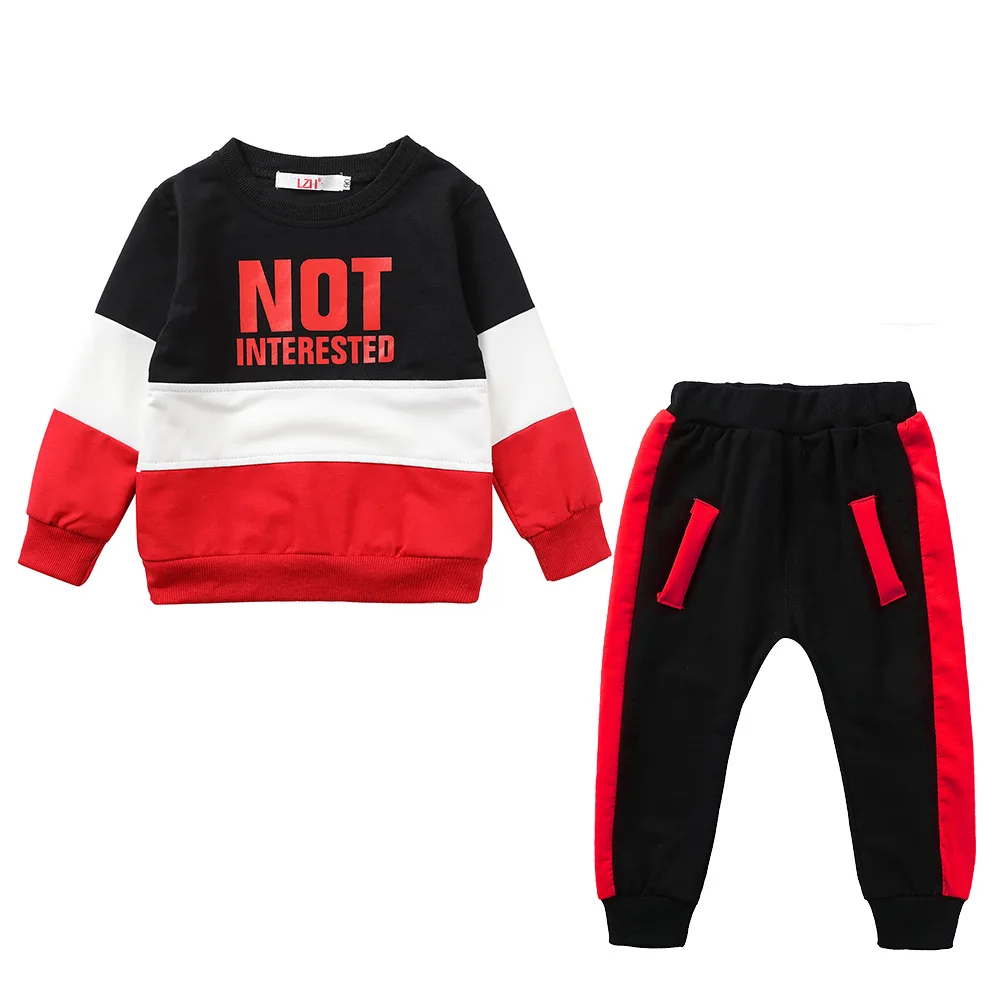 Baby Kids Newborn Spring Autumn Long Sleeve Tops+Pants 2pcs Boys Tracksuit Fashion Letter Children\'s Sport Outfits 1 to 2 Years