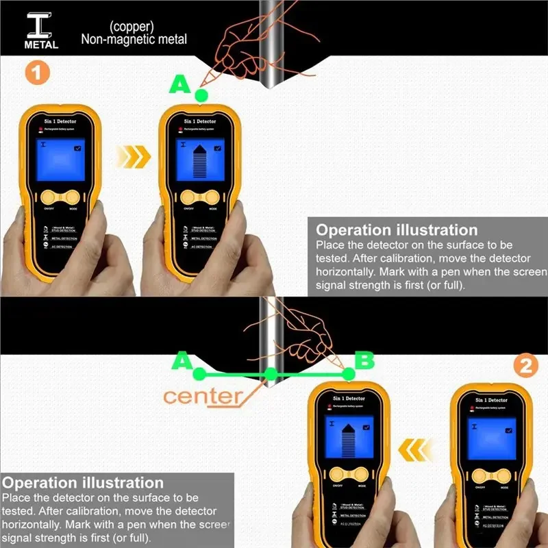 Y43A-USB-Rechargeable Wall Detector Multifunctional Metal, Wire, Finder Stud for Drilling Applications