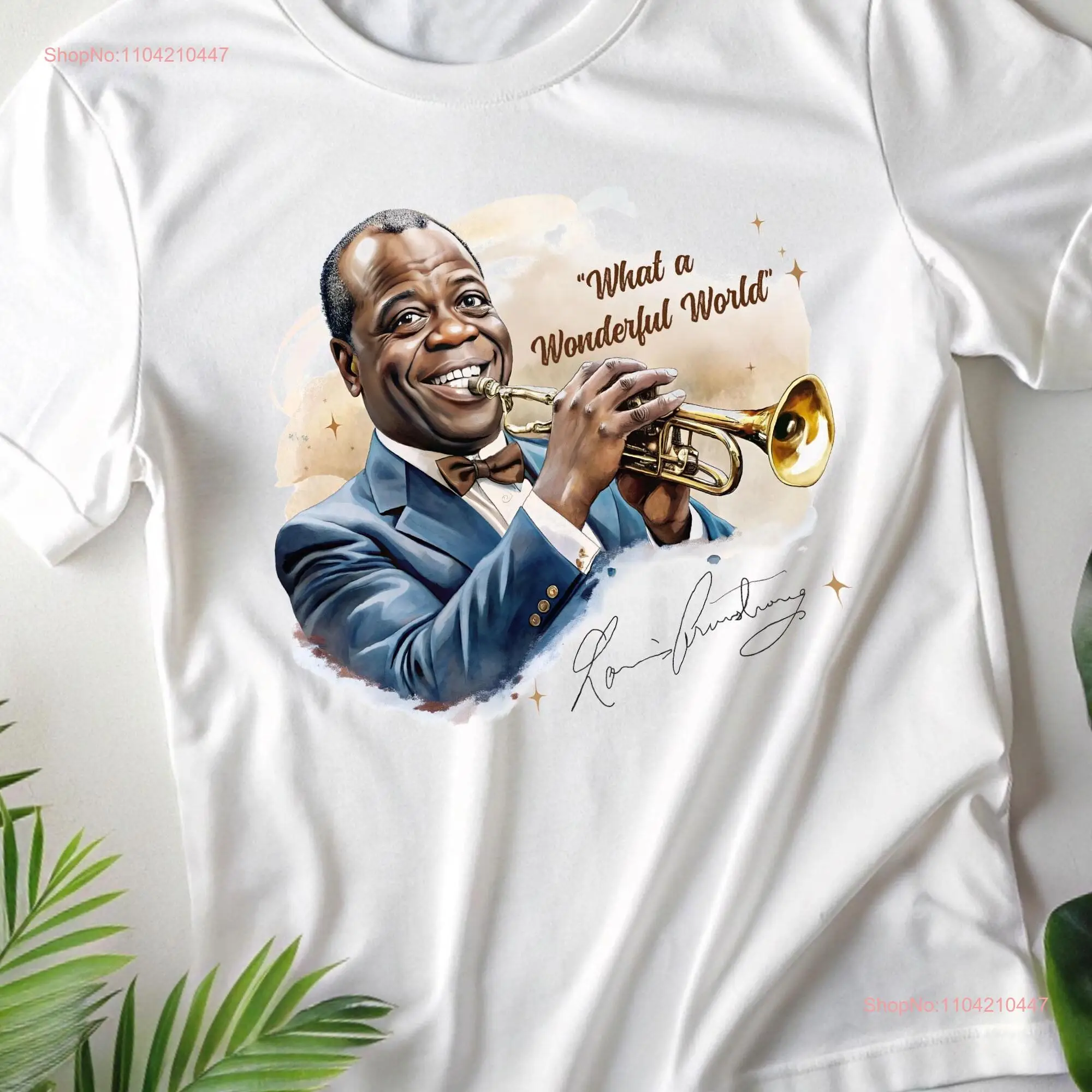 Louis Armstrong T Shirt Jazz Music Retro Iconic Musician Legend Art long or short sleeves