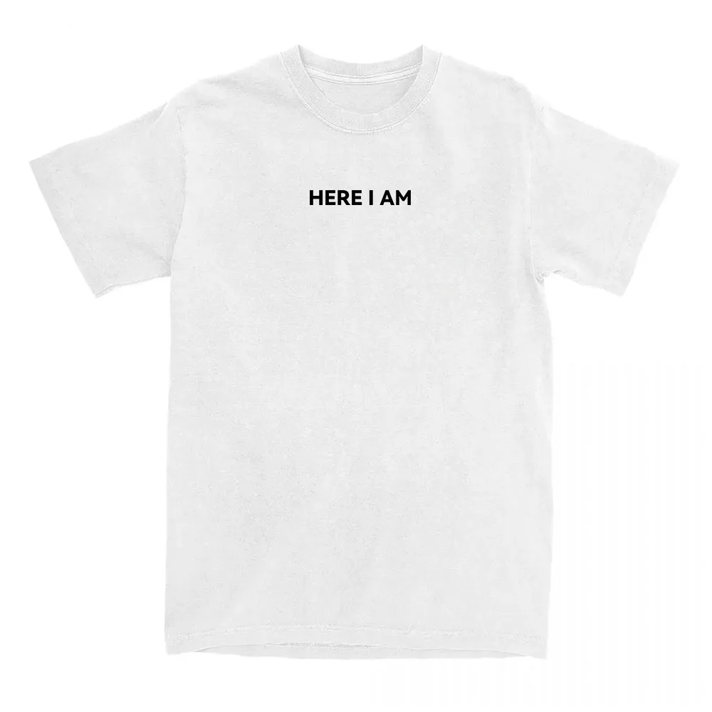 Here I Am Tee Celebrity American Charlie Kirk T-shirt Unisex Streetwear Cotton Short Sleeve Male Tshirts O-neck Loose Women Tops
