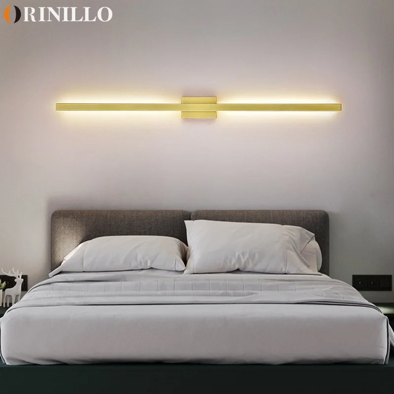 Lámpara de pared de tira LED minimalista moderna, iluminación interior, sala de estar, TV, dormitorio, Fondo de cabecera