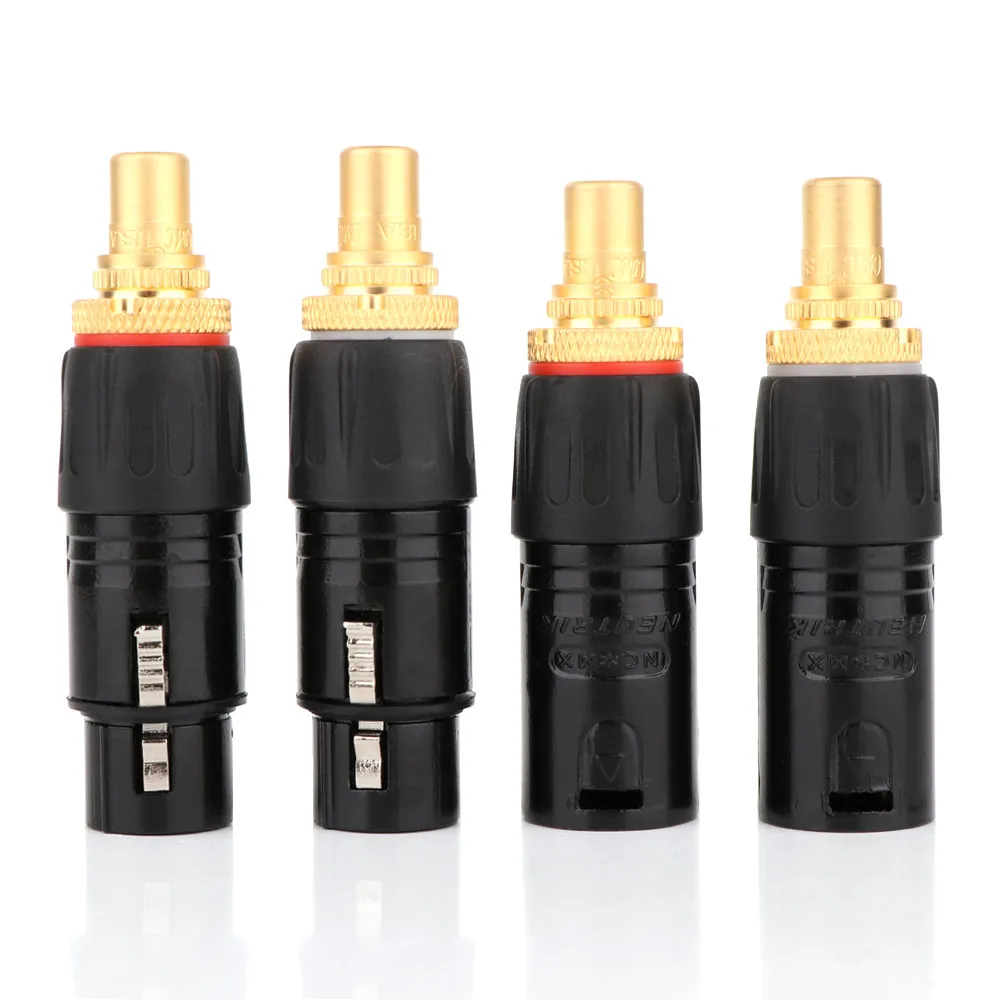 4Pcs/set NEUTRIK HIFI Audio Connector RCA To XLR Male Female Plug Gold Plated Connector Plugs