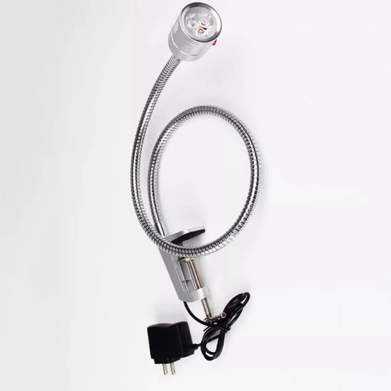 5W Flexible Hose Lamp for Lathe, Milling Machine, Repair Bench, Industrial Lighting，LED Machine Work Light with G-Clamp