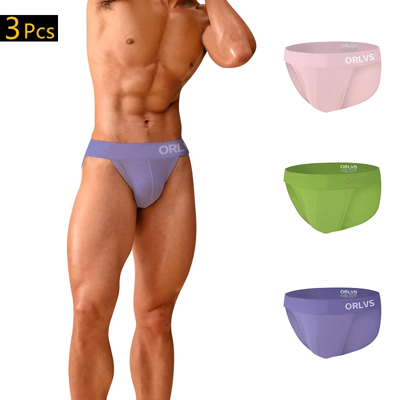 1/3PCS ORLVS Men\'s High-cut Briefs New Color Matching Fresh Sexy Comfortable Breathable Modal Soft Crotch Single-layer Underwear