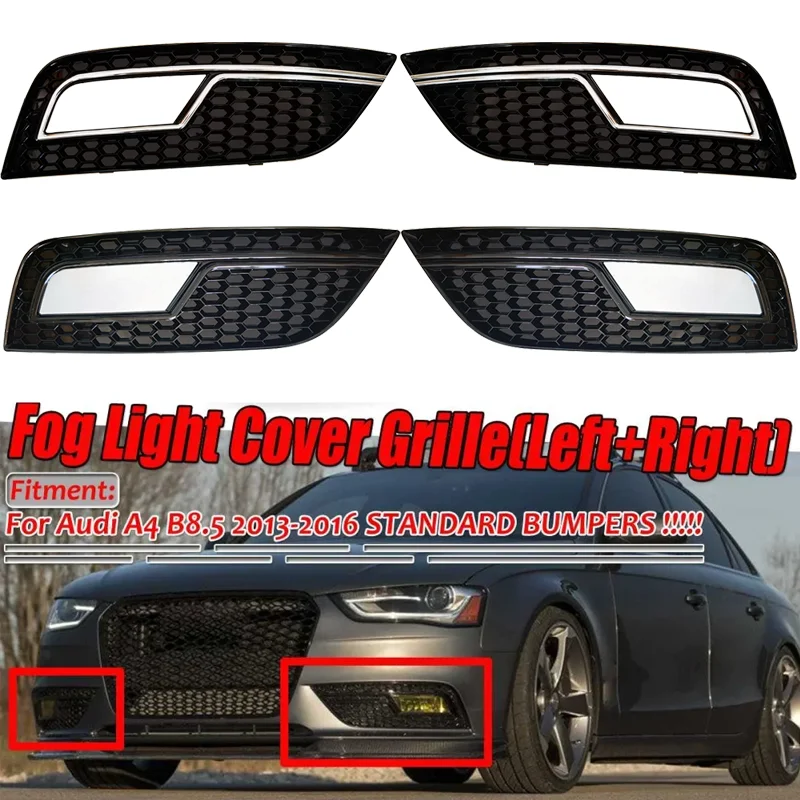 

Chrome / Black Honeycomb Mesh Car Front Bumper Fog Light Grille Cover For Audi A4 B8.5 Standard Edition 2013-2016 Fog Lamp Grill